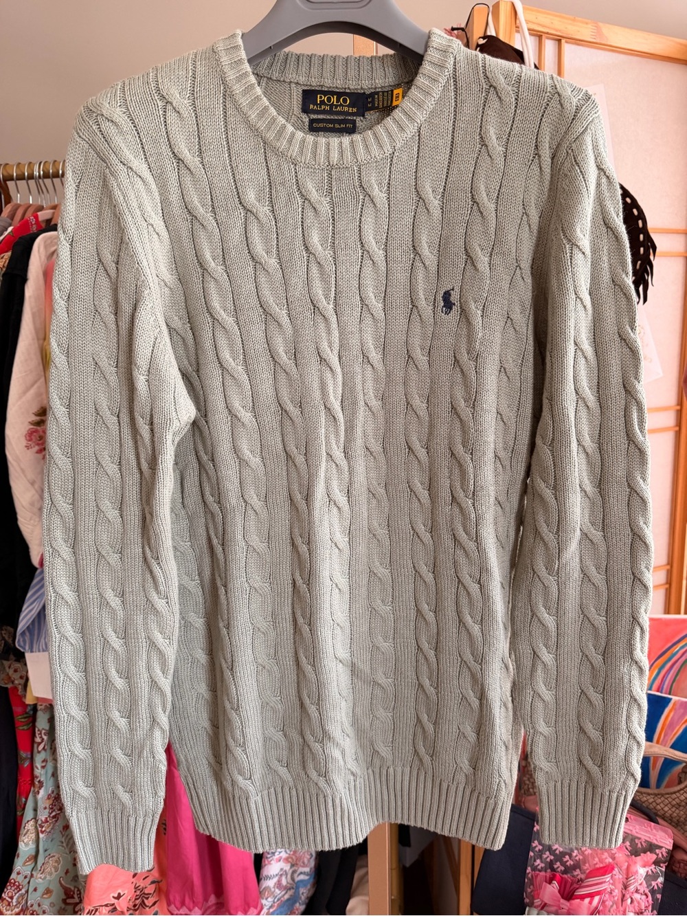 Ralph Lauren Men’s Cable Knit Crewneck Sweater - Sage Green